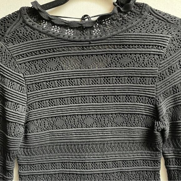 Olivaceous Womens Black Long Sleeve Knitted Lace Bodysuit Sz S - Picture 4 of 9